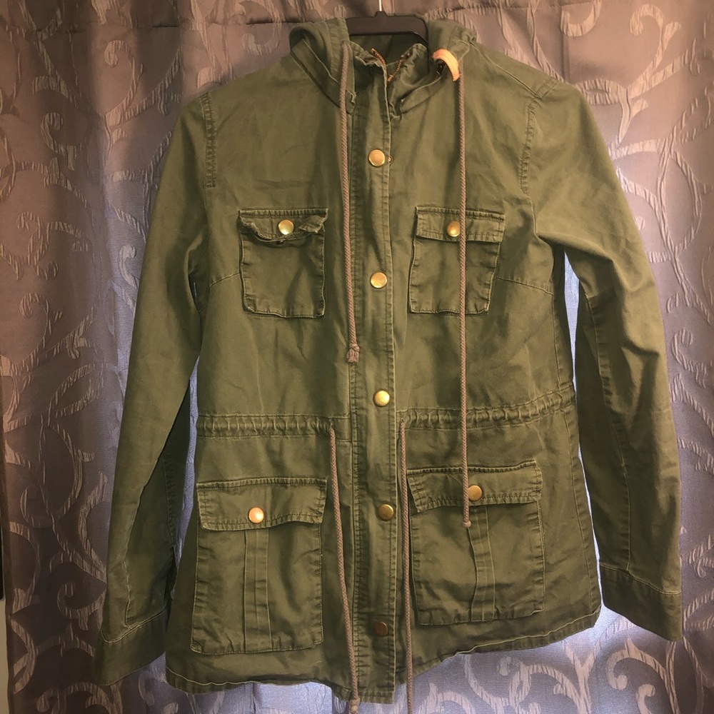 Green Jacket with Removable Hood